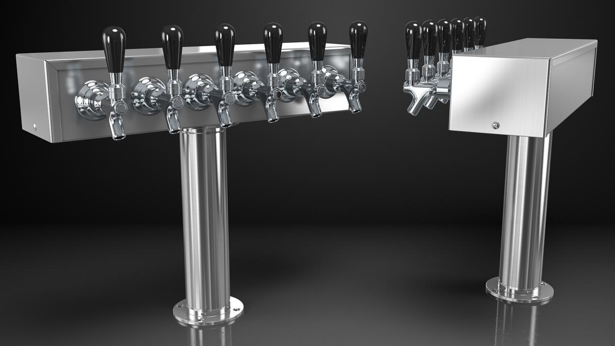 T Style Pedestal Draft Beer Tower Stainless Steel 3D model