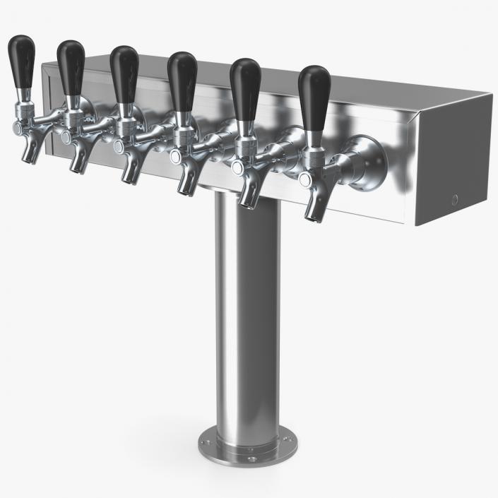 T Style Pedestal Draft Beer Tower Stainless Steel 3D model