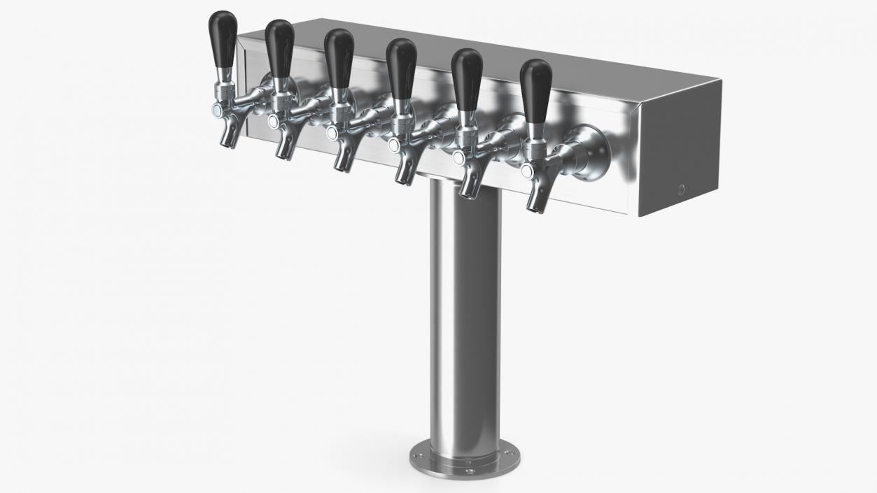 T Style Pedestal Draft Beer Tower Stainless Steel 3D model