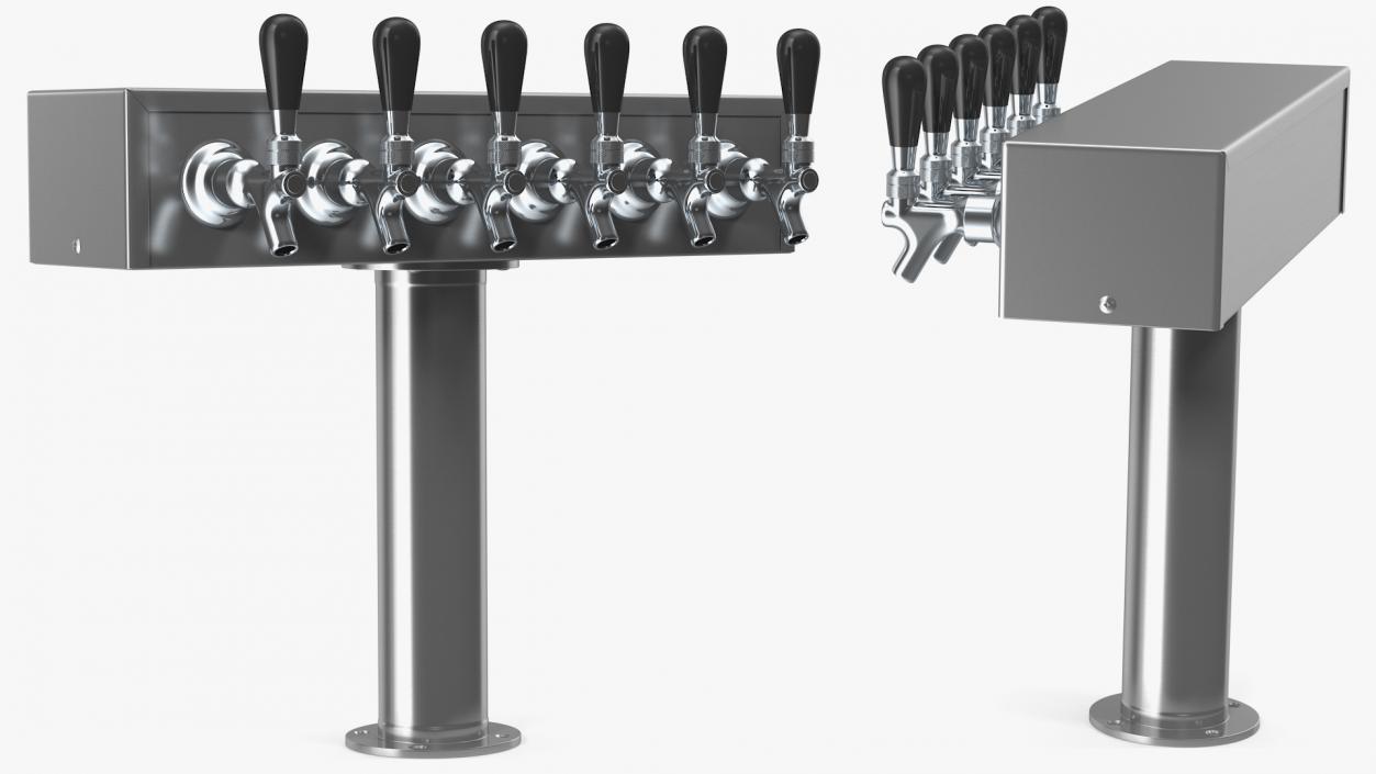 T Style Pedestal Draft Beer Tower Stainless Steel 3D model