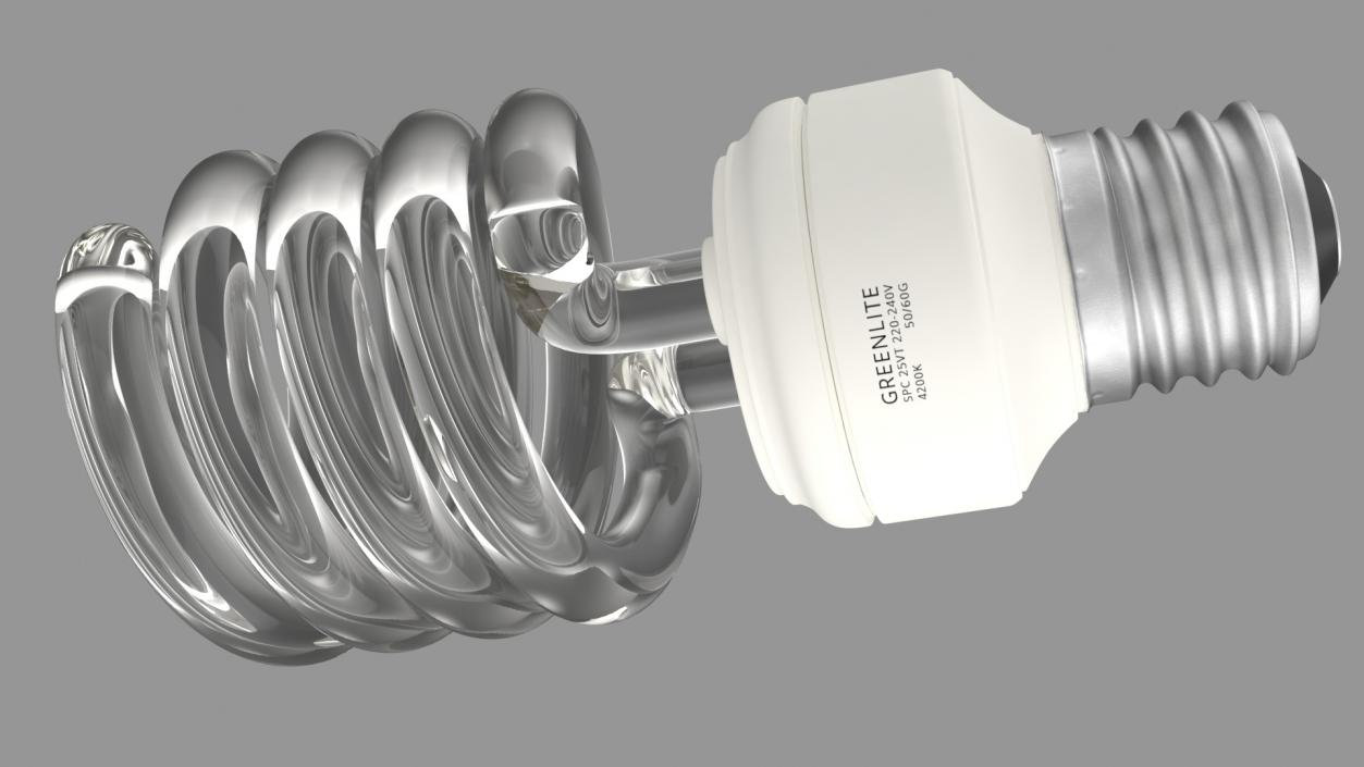 3D Twist Fluorescent Light Bulb model