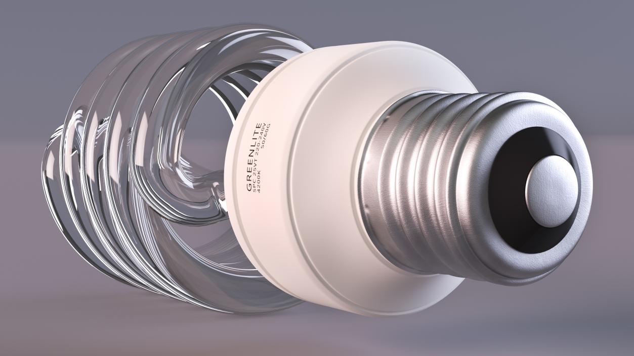 3D Twist Fluorescent Light Bulb model