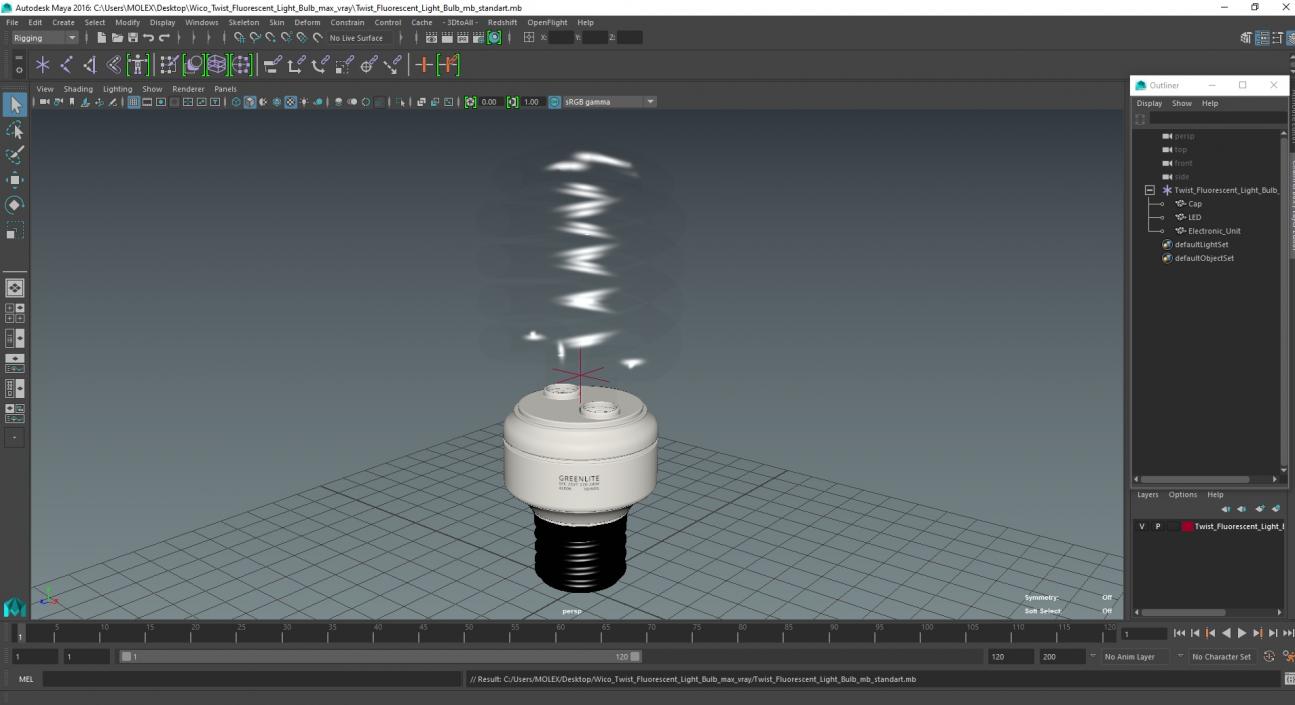 3D Twist Fluorescent Light Bulb model