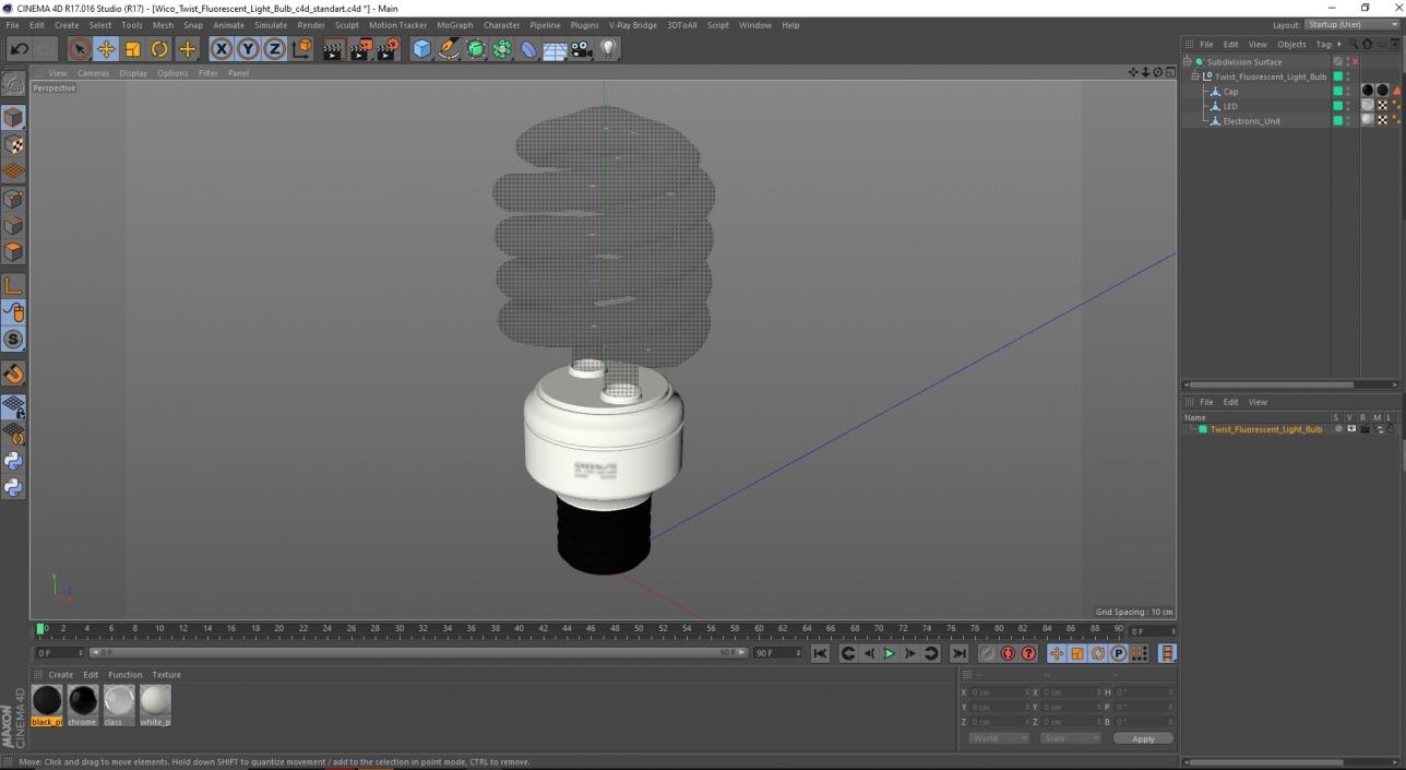 3D Twist Fluorescent Light Bulb model