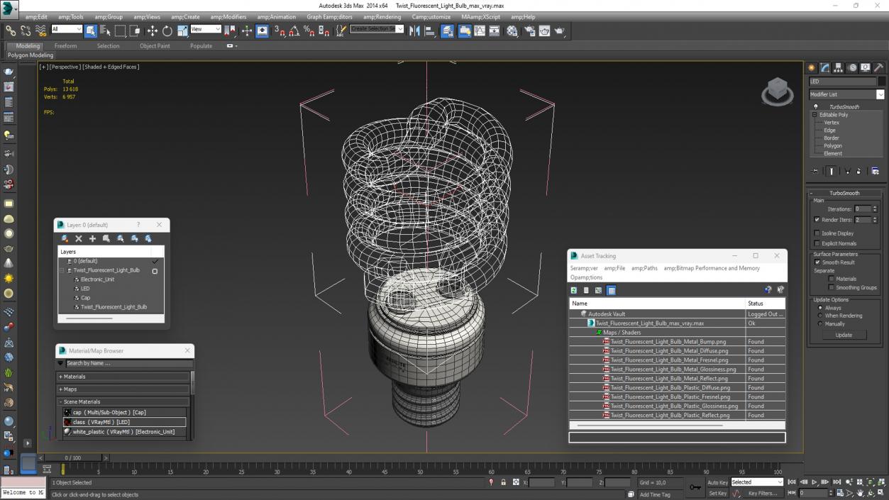 3D Twist Fluorescent Light Bulb model