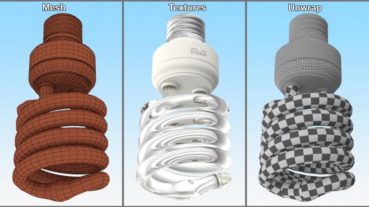 3D Twist Fluorescent Light Bulb model