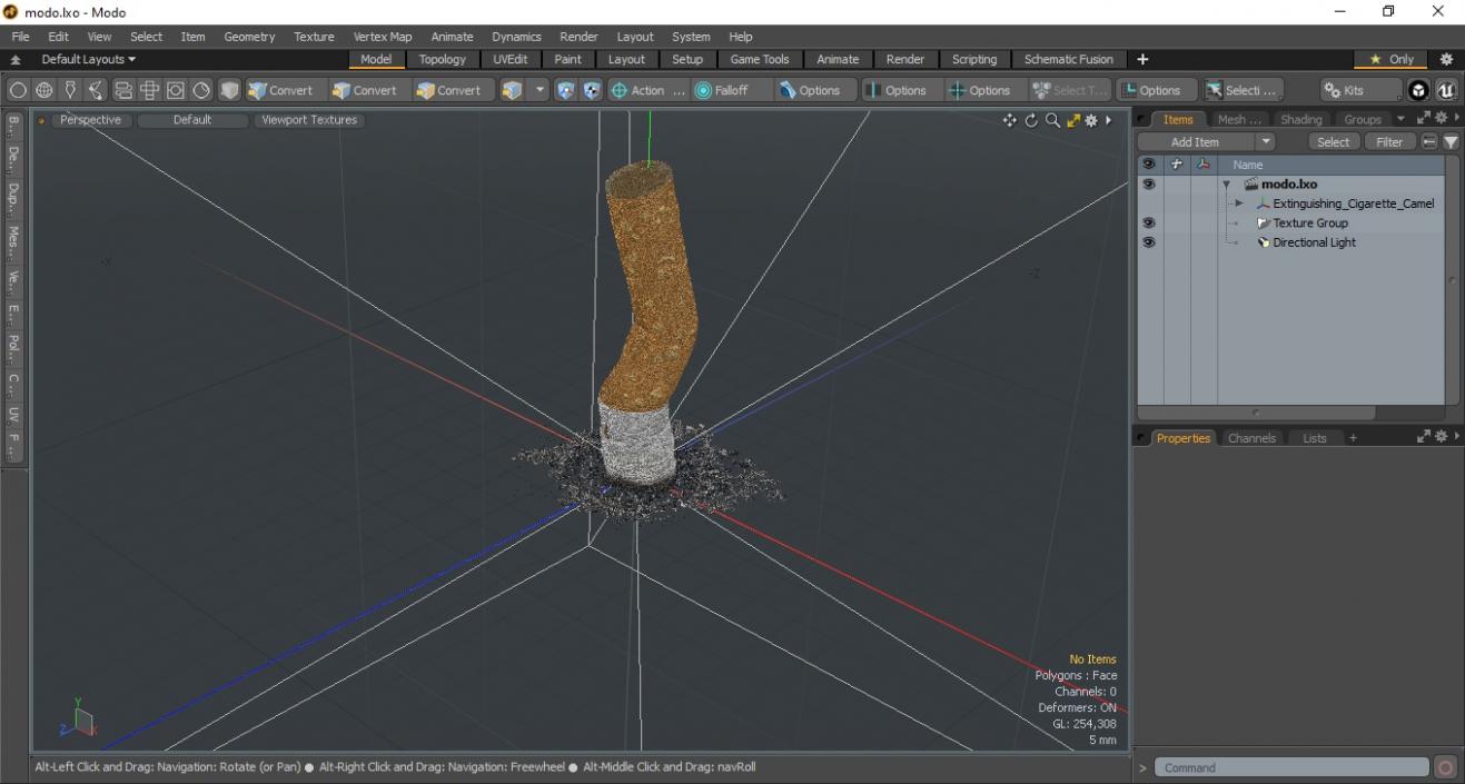 Extinguishing Cigarette Camel 3D model