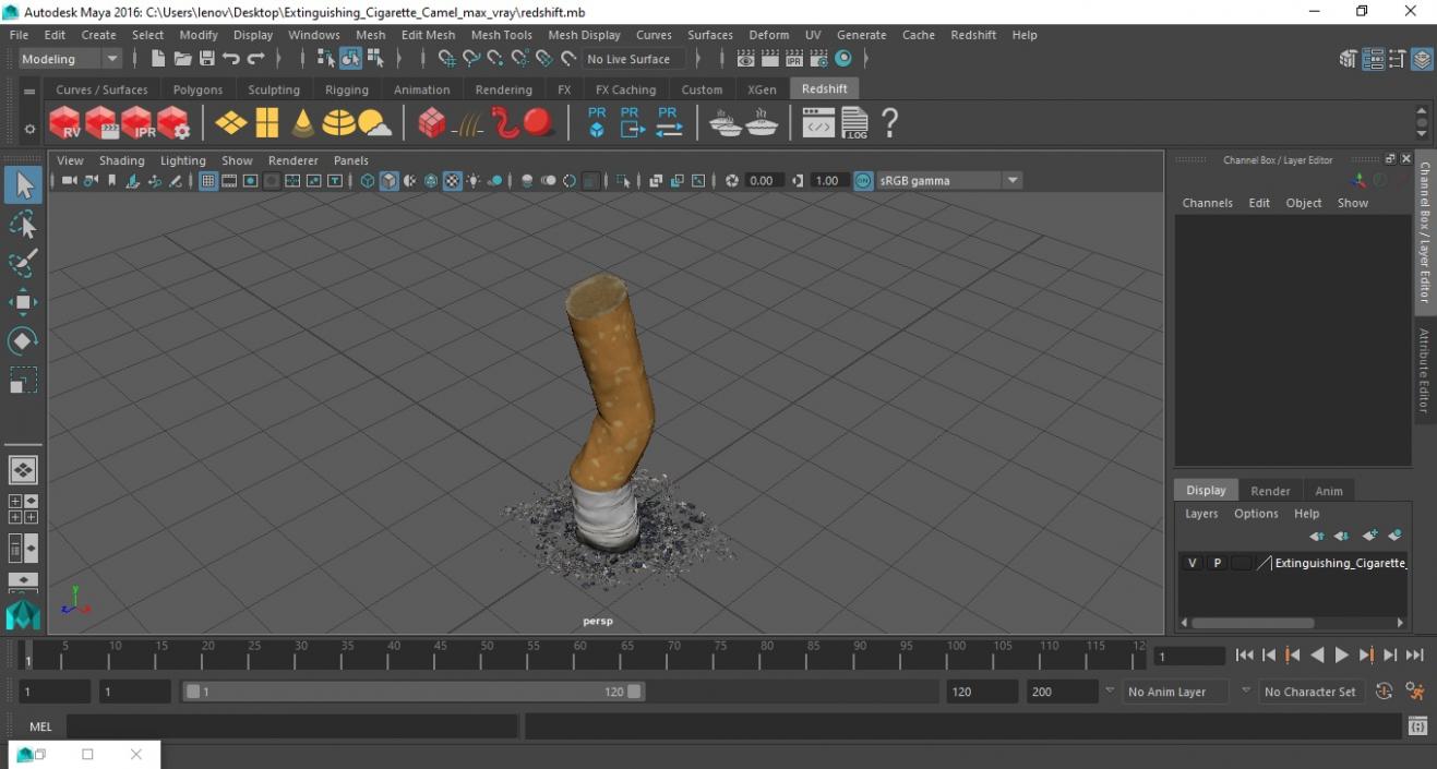 Extinguishing Cigarette Camel 3D model