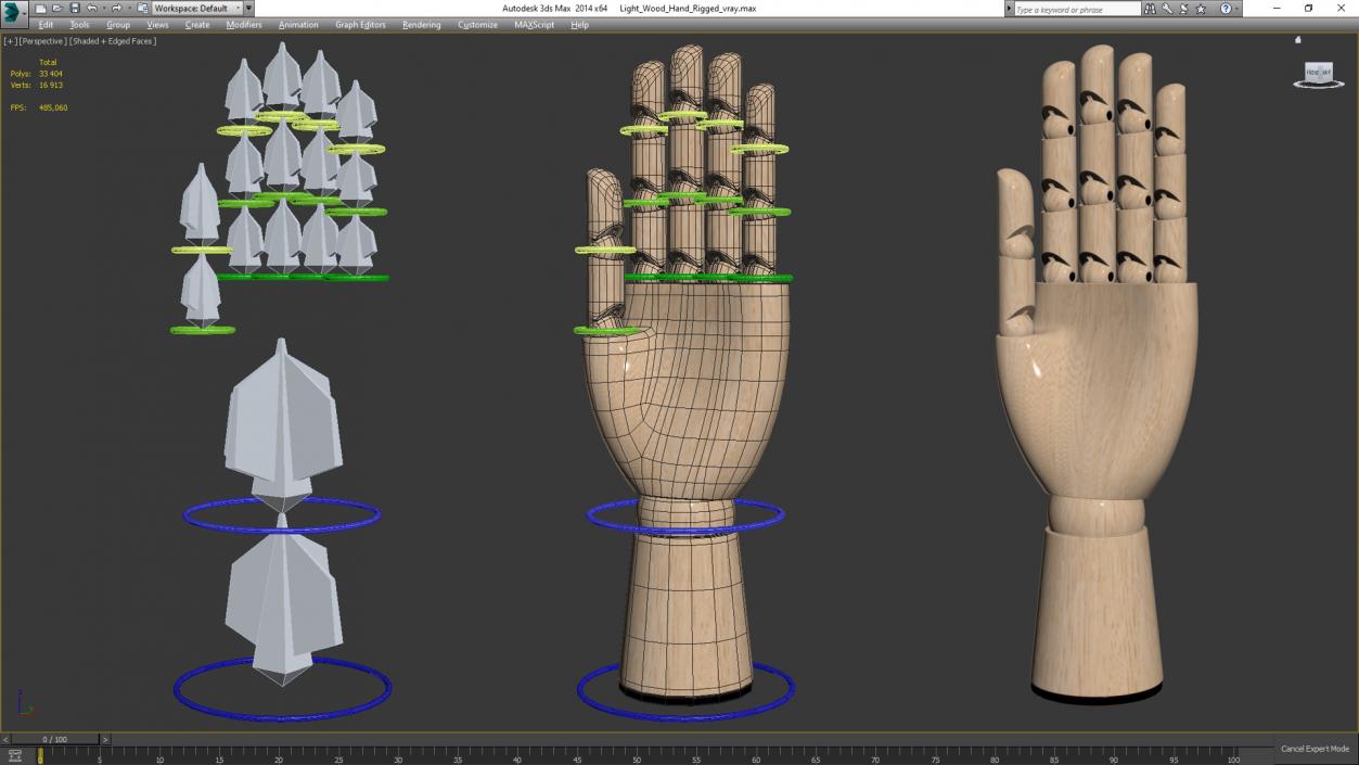 3D Light Wood Hand Rigged for Modo