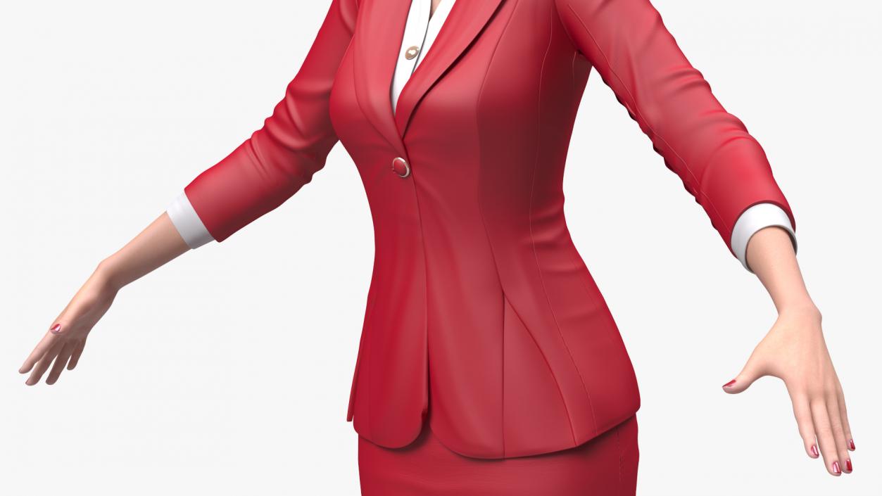 Asian Business Woman T Pose 3D