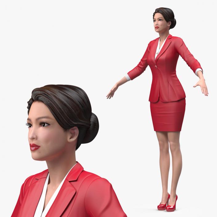 Asian Business Woman T Pose 3D