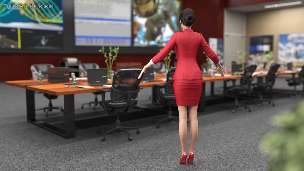 Asian Business Woman T Pose 3D