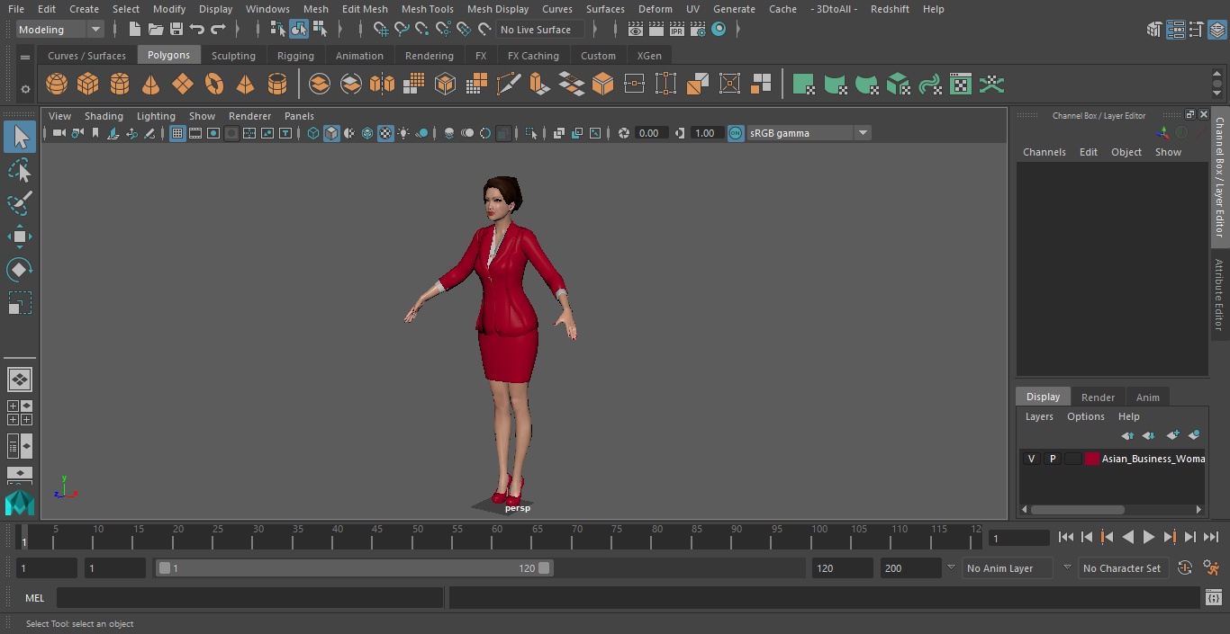 Asian Business Woman T Pose 3D