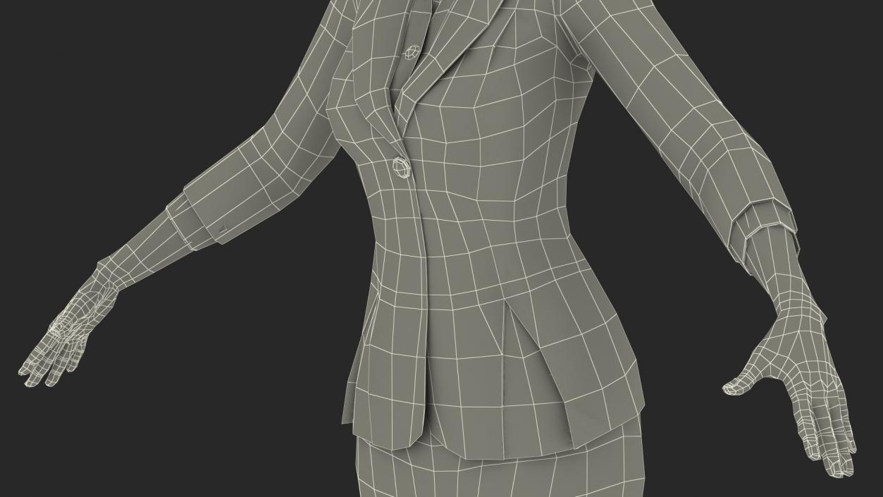 Asian Business Woman T Pose 3D