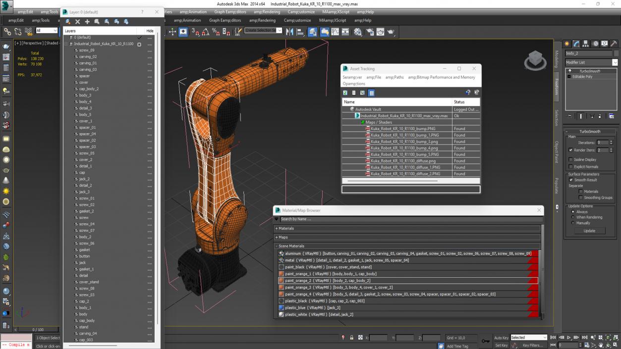 3D Industrial Robot Kuka KR 10 R1100 model