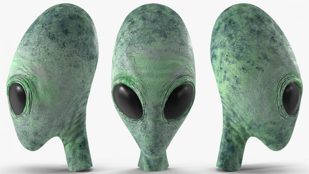 3D Green Alien Head