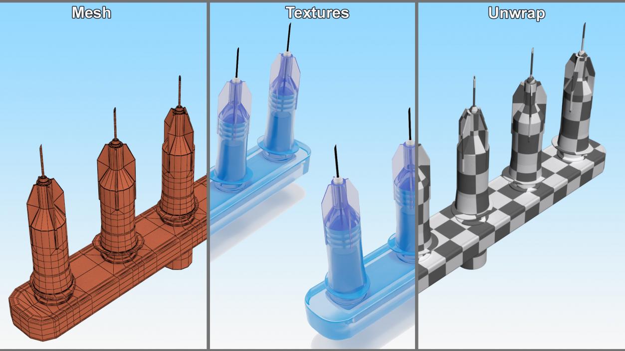 3D Multi Injector 5 Needles Straight Blue model