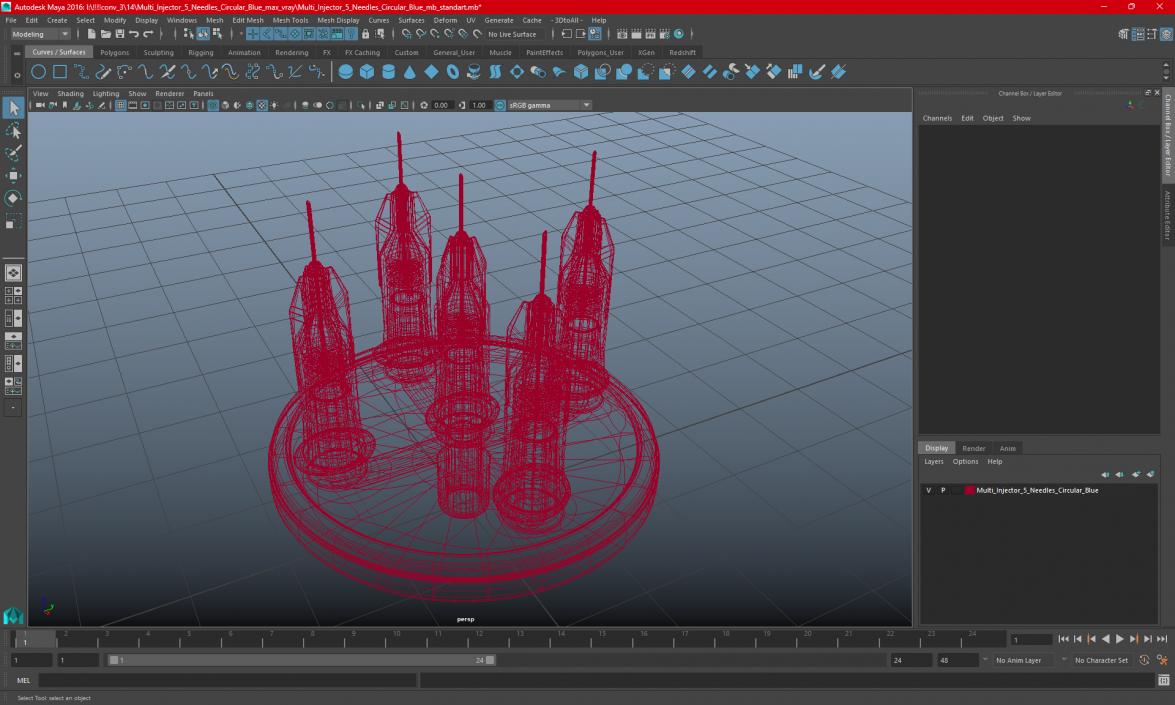 3D Multi Injector 5 Needles Straight Blue model