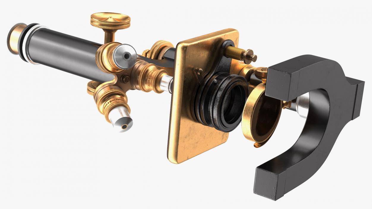 Antique Microscope Black 3D model