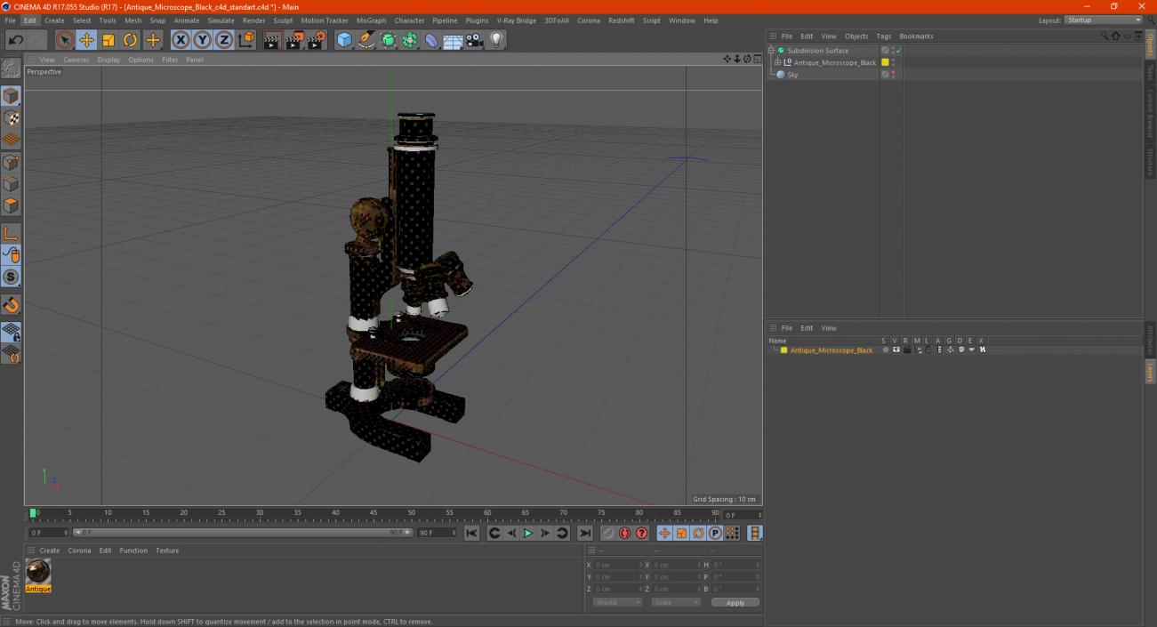 Antique Microscope Black 3D model