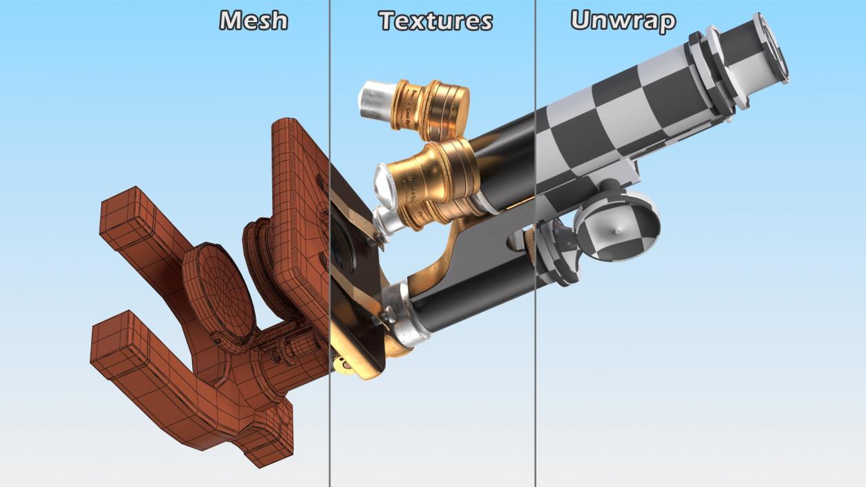 Antique Microscope Black 3D model