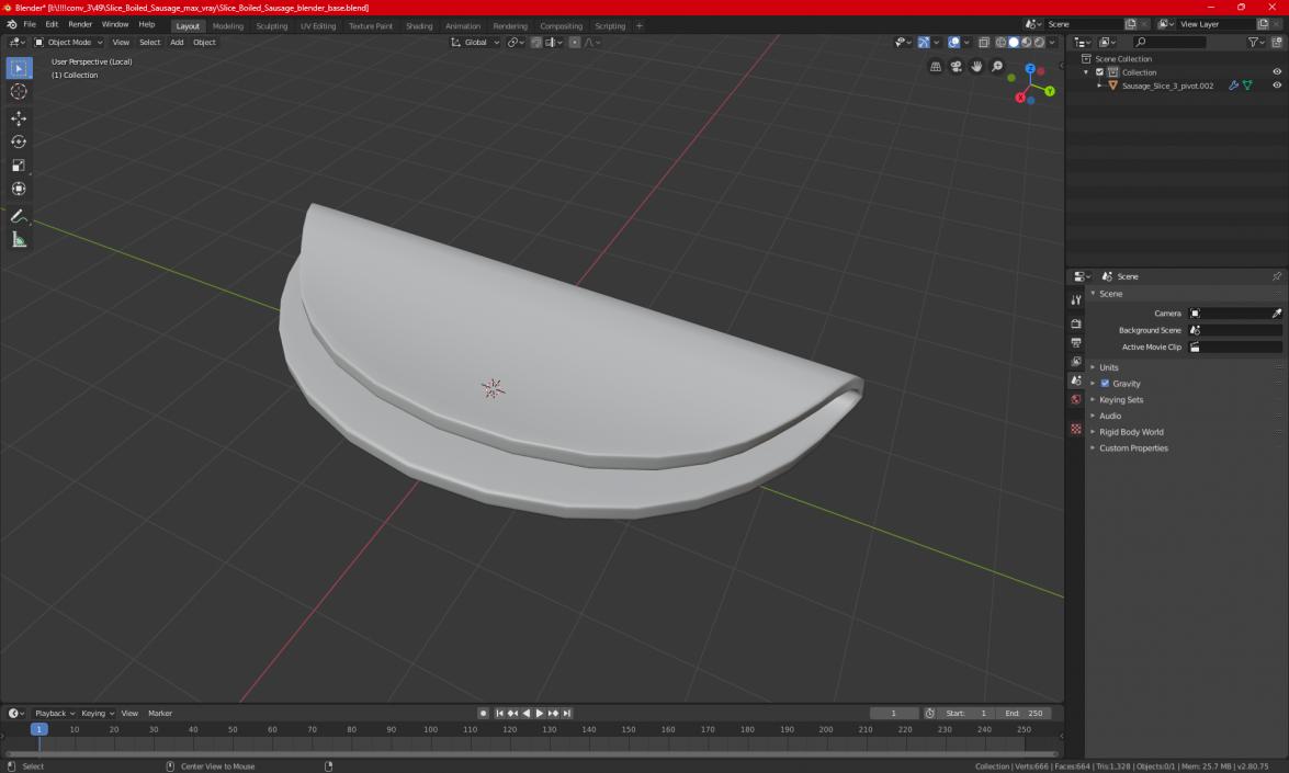 3D model Slice Boiled Sausage