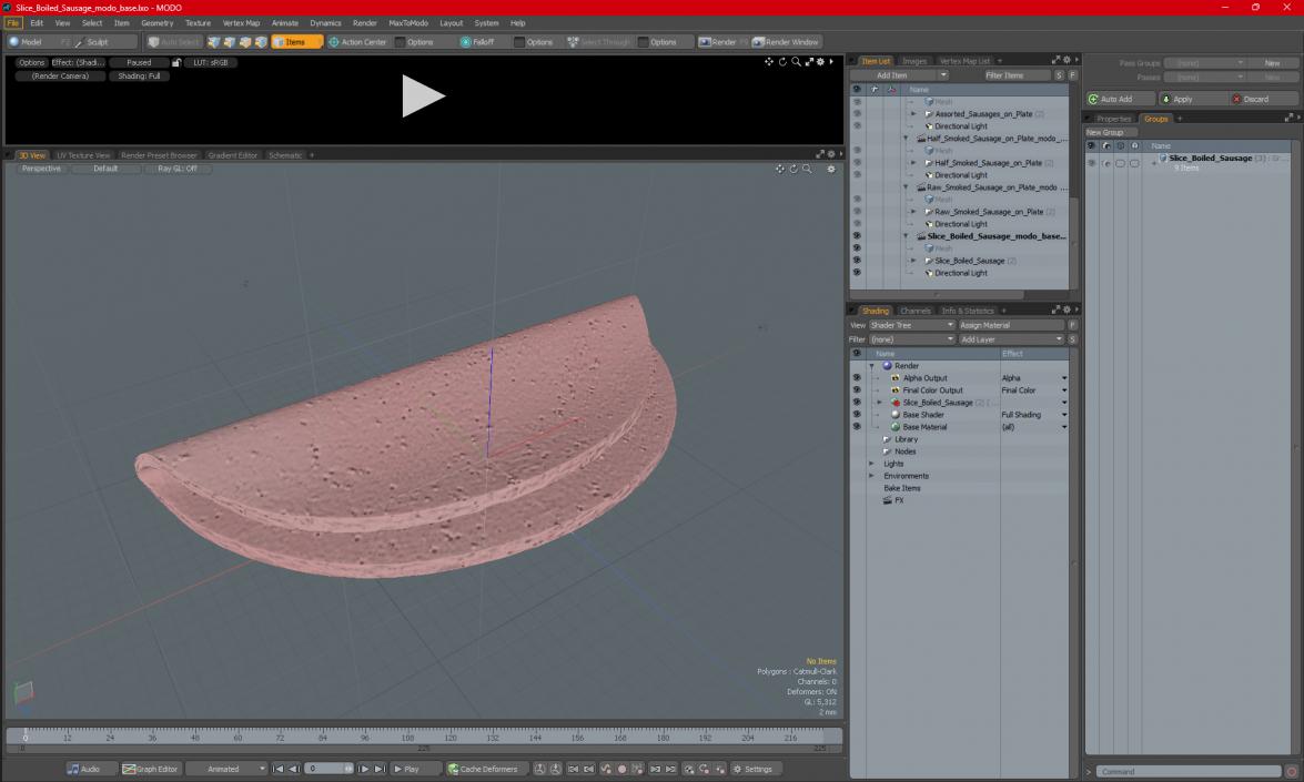 3D model Slice Boiled Sausage