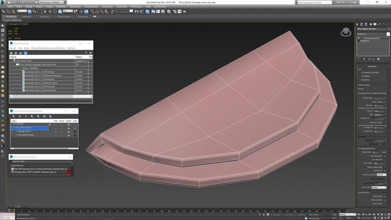 3D model Slice Boiled Sausage