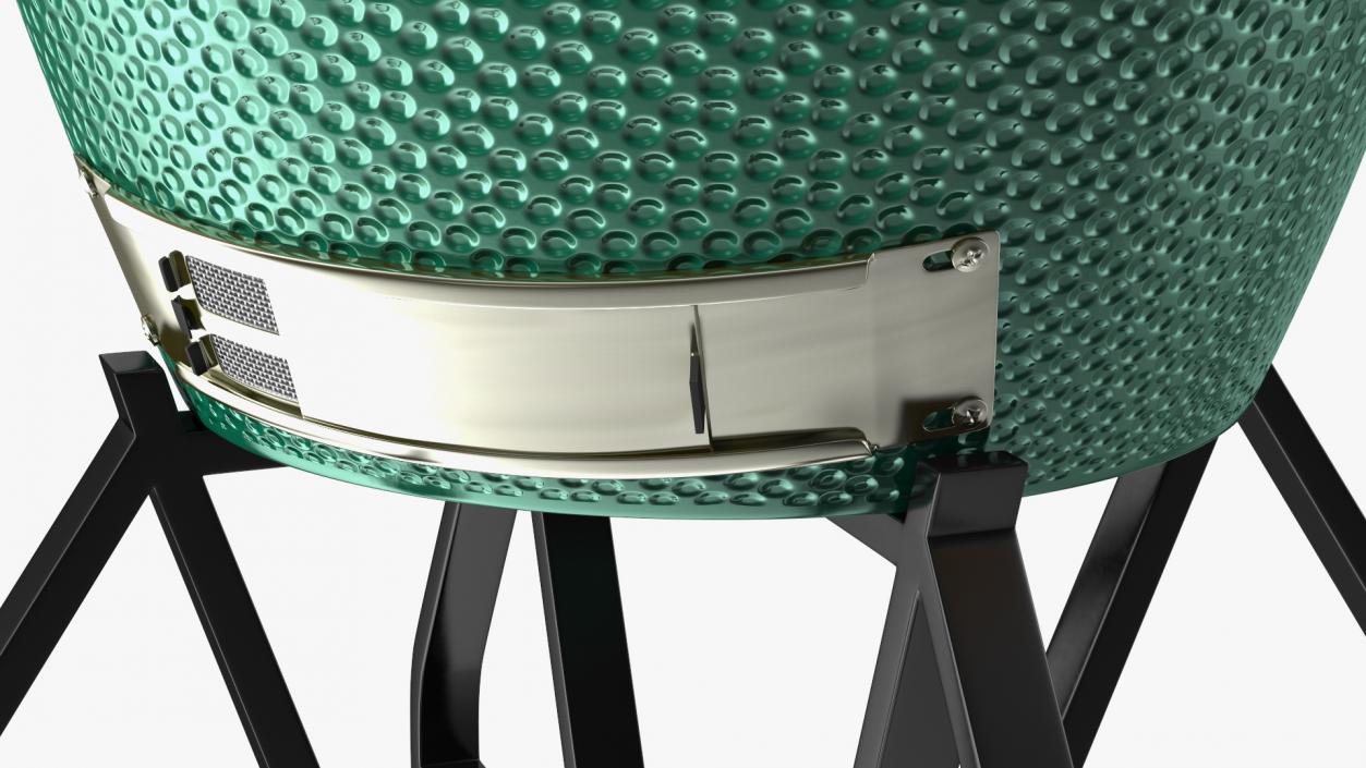 3D Big Green Egg Barbecue Grill Open with Meat and Vegetables model