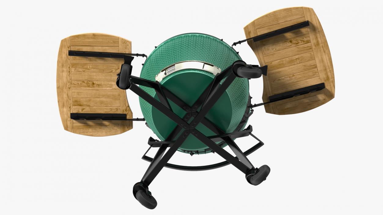 3D Big Green Egg Barbecue Grill Open with Meat and Vegetables model