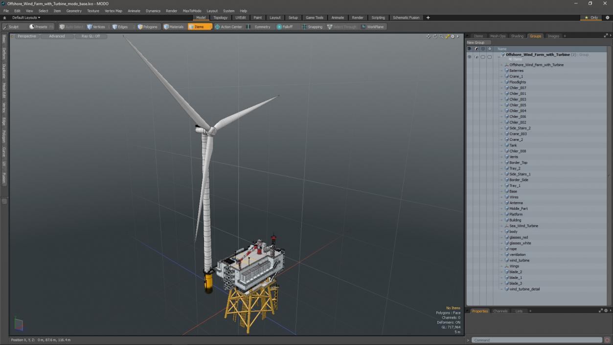 3D Offshore Wind Farm with Turbine