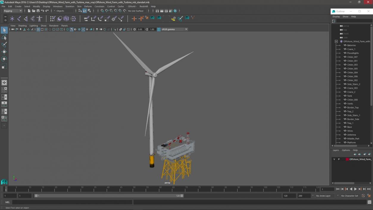 3D Offshore Wind Farm with Turbine