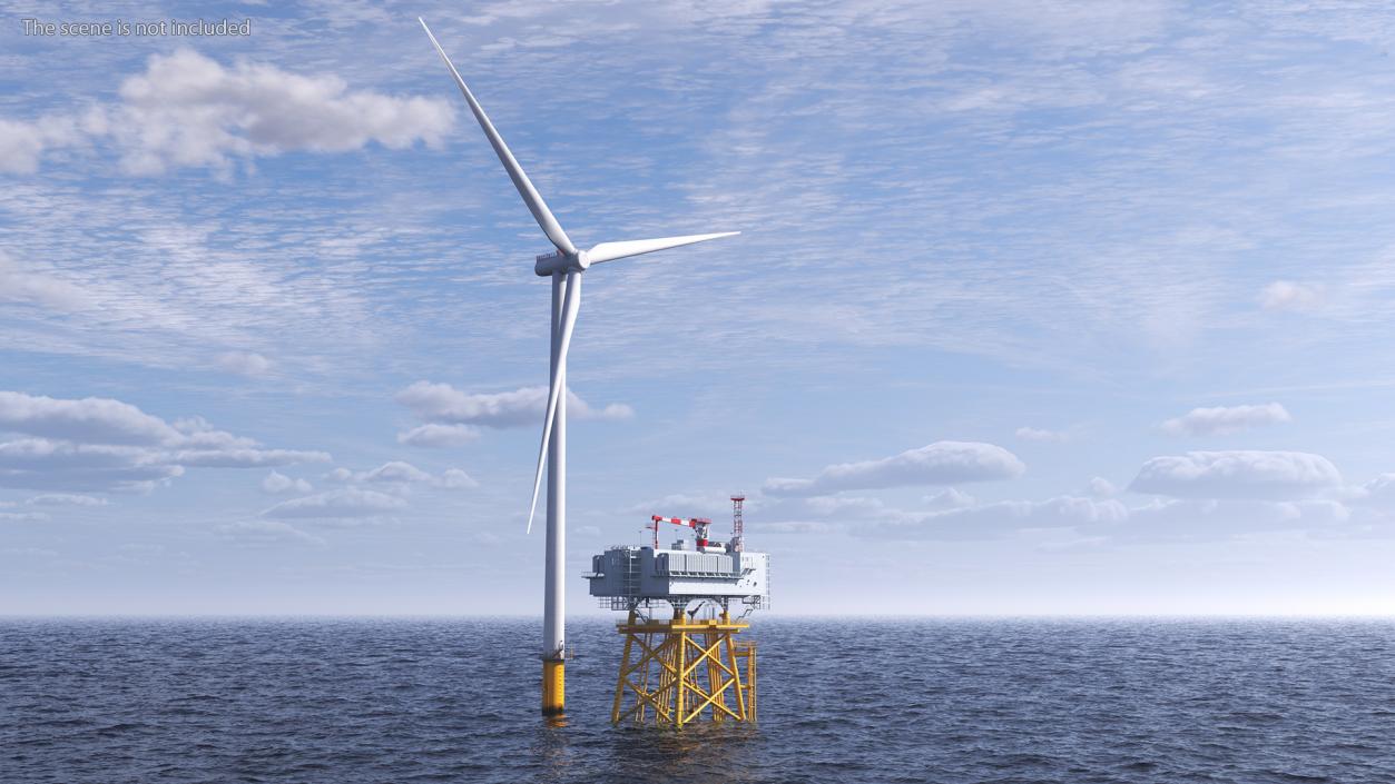 3D Offshore Wind Farm with Turbine