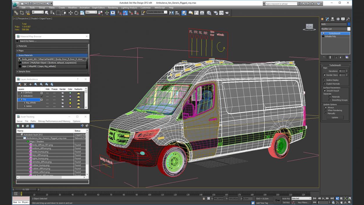 3D Ambulance Van Generic Rigged model