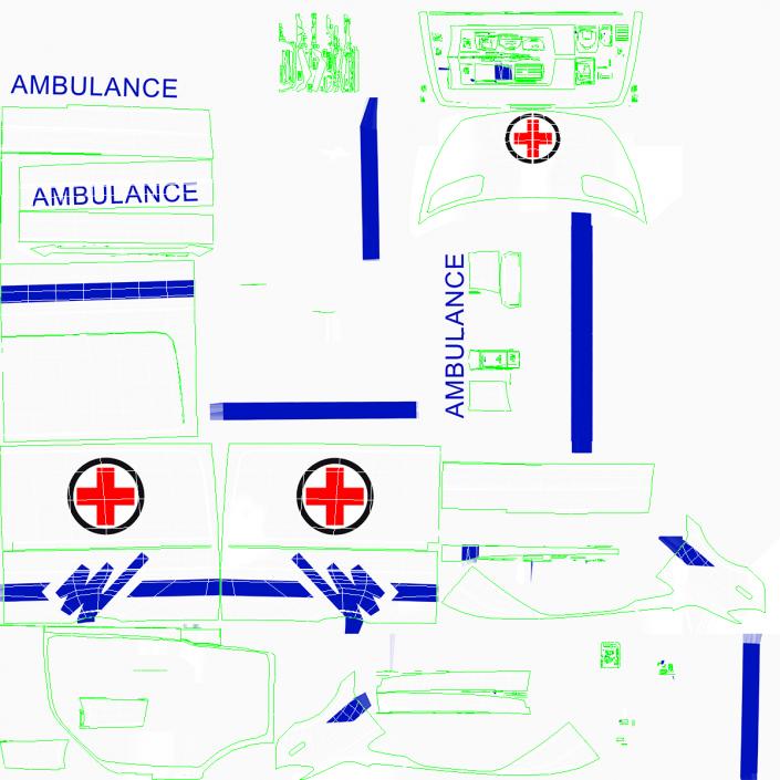 3D Ambulance Van Generic Rigged model