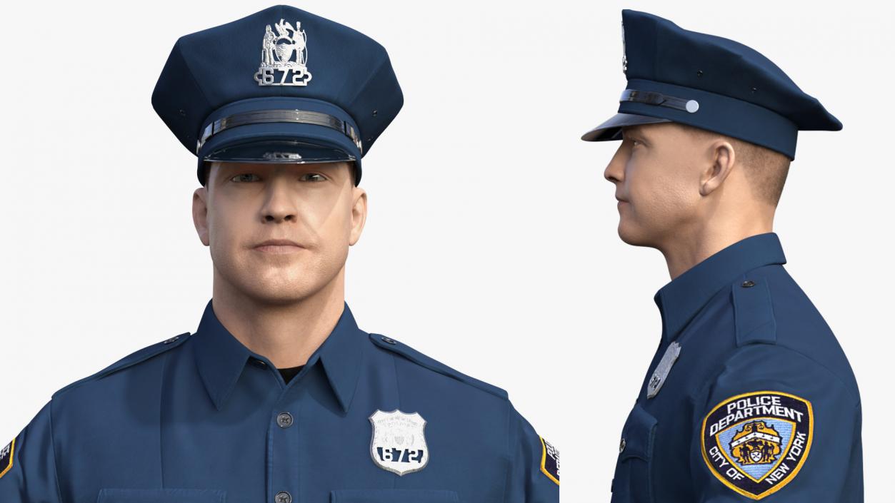 3D model NYPD Police Officer T-Pose Fur