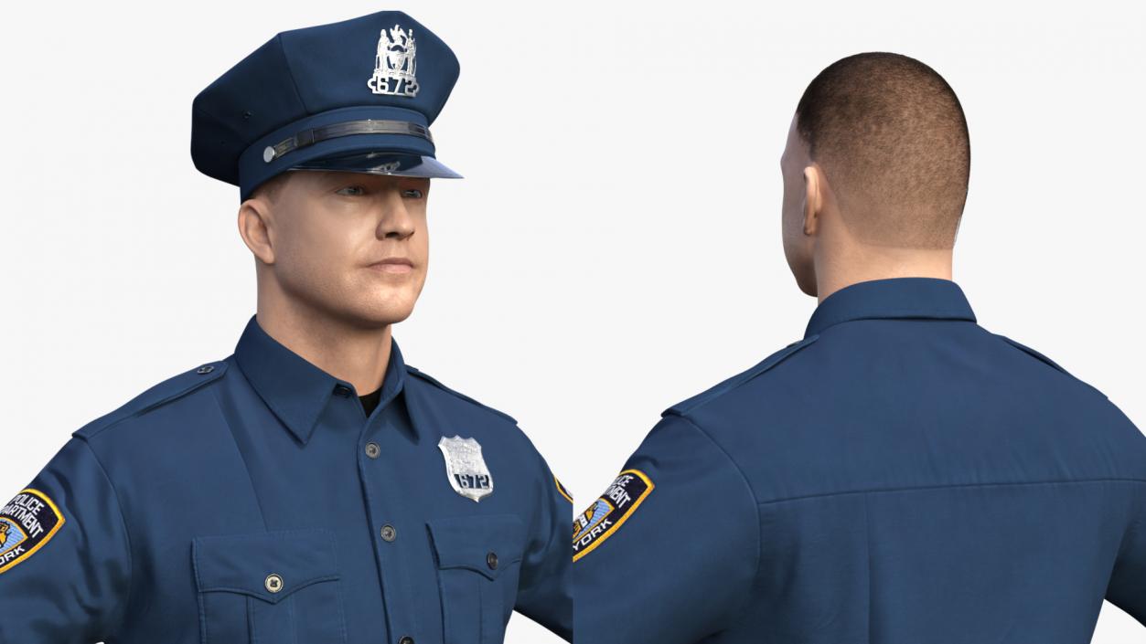 3D model NYPD Police Officer T-Pose Fur