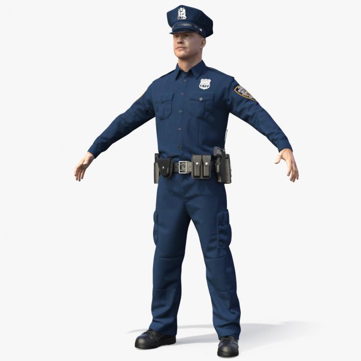 3D model NYPD Police Officer T-Pose Fur