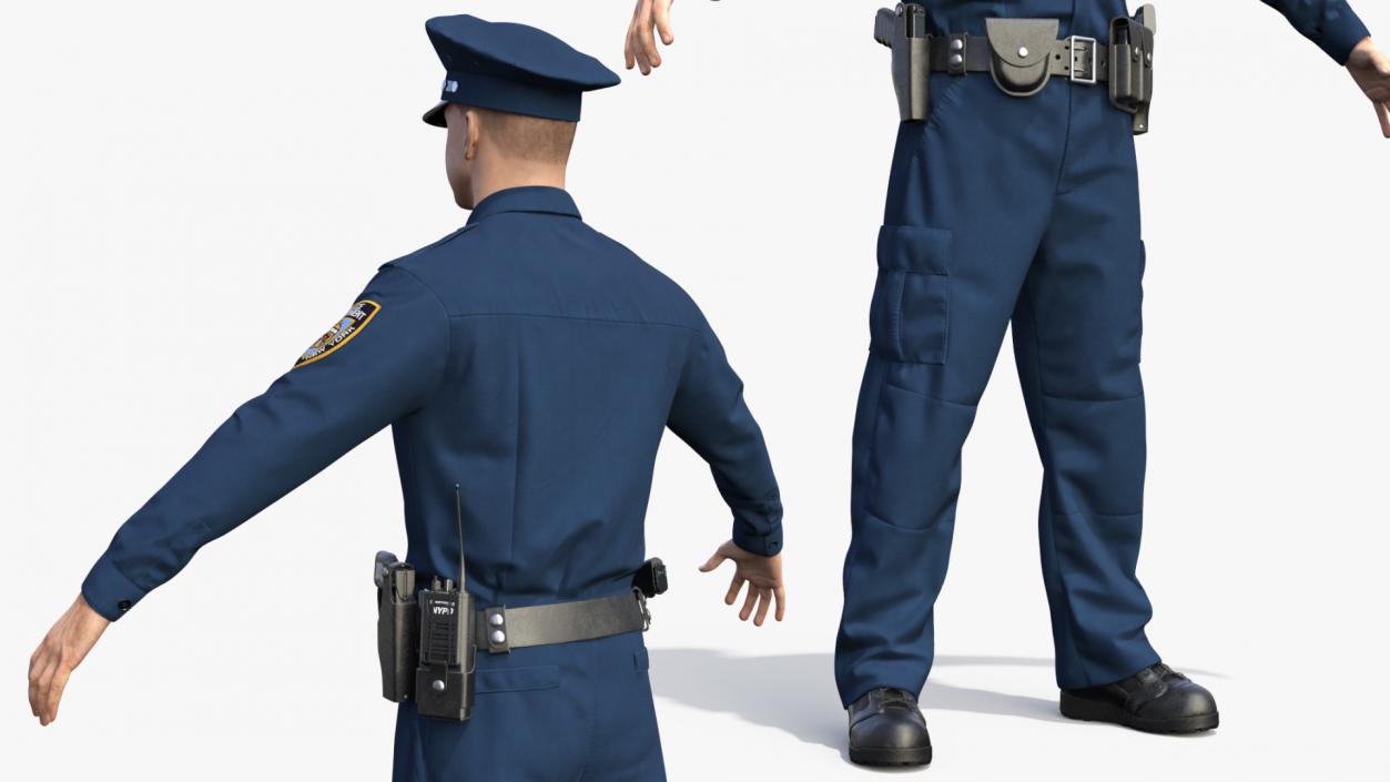 3D model NYPD Police Officer T-Pose Fur