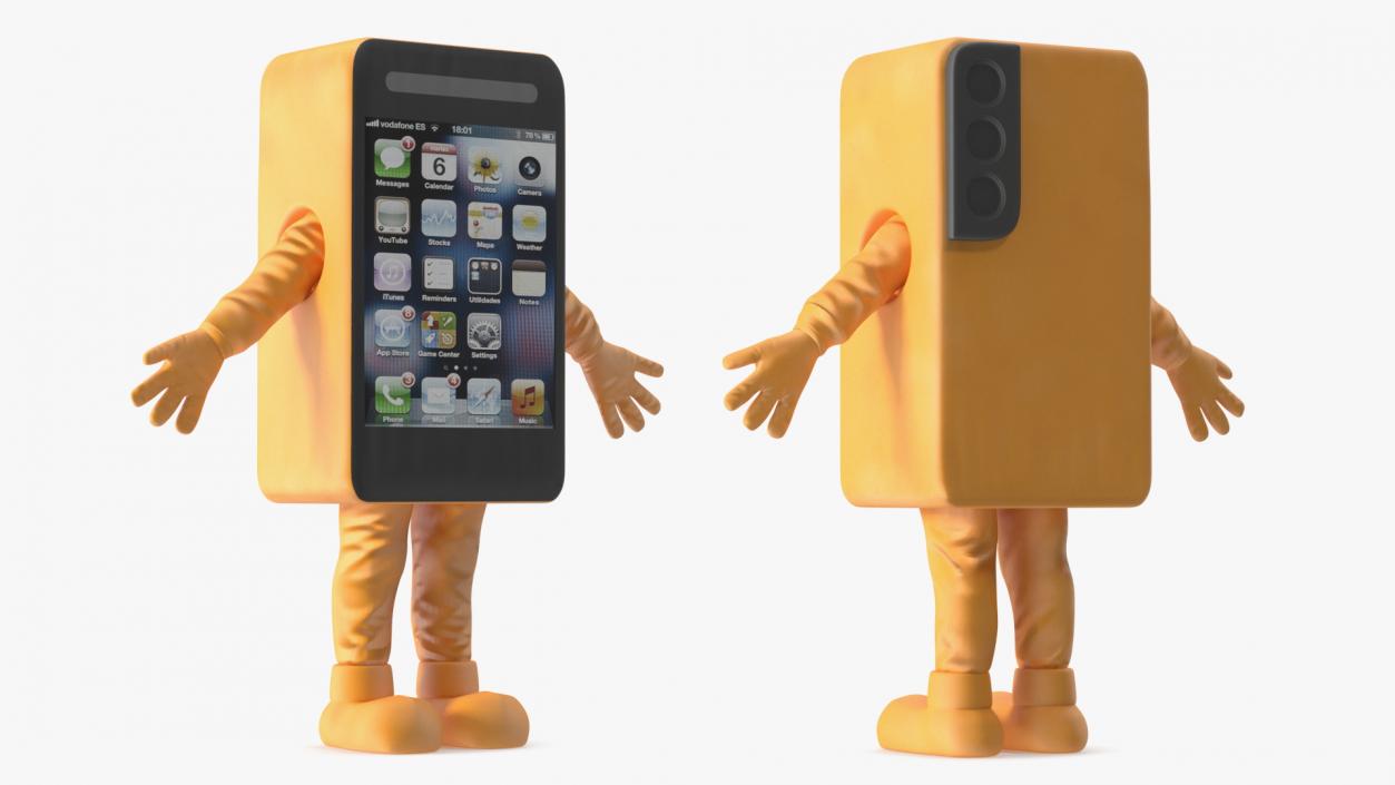 3D Mobile Phone Advertising Costume Orange A-pose