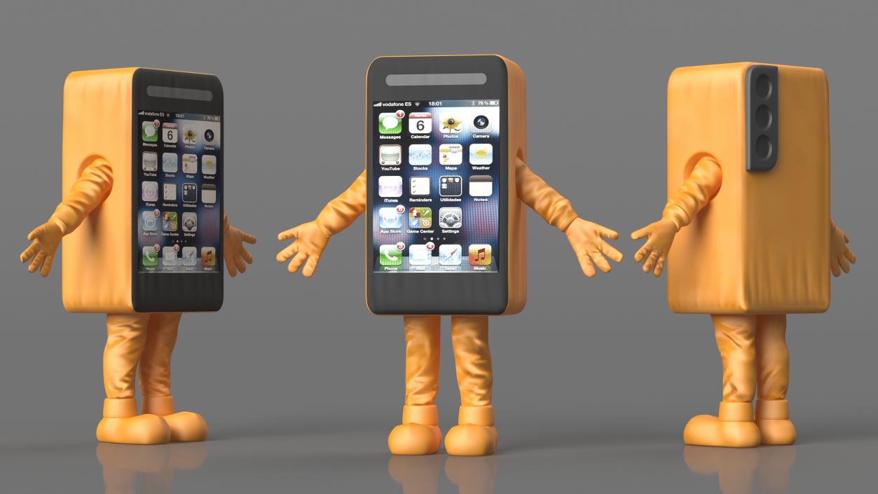 3D Mobile Phone Advertising Costume Orange A-pose