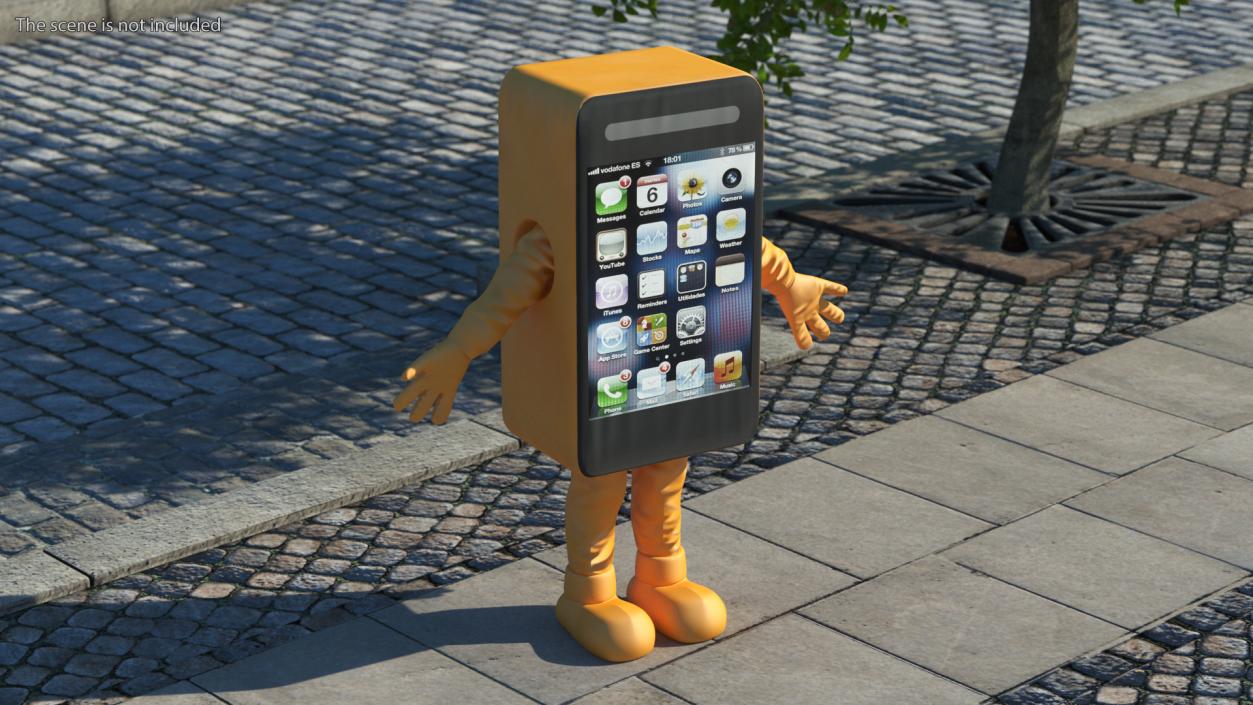 3D Mobile Phone Advertising Costume Orange A-pose