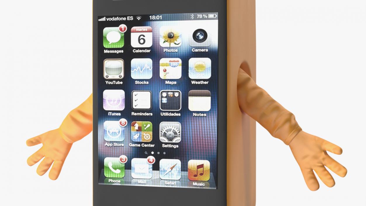 3D Mobile Phone Advertising Costume Orange A-pose