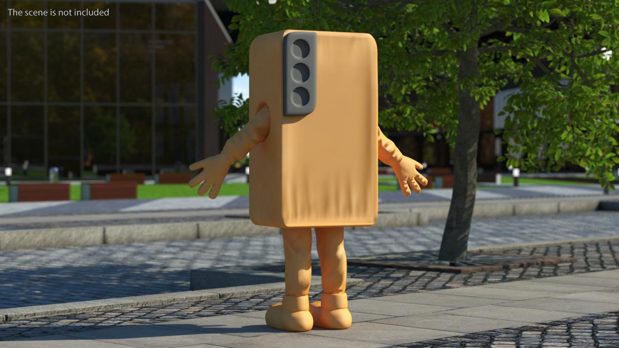 3D Mobile Phone Advertising Costume Orange A-pose