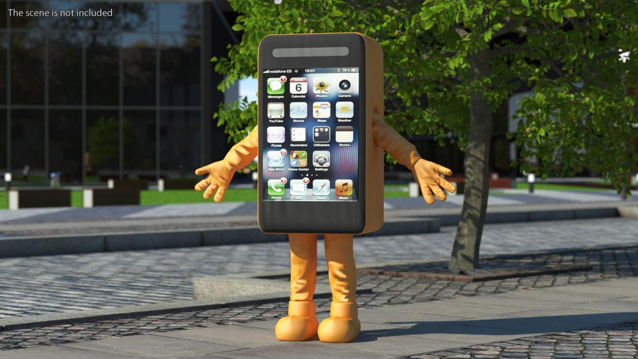 3D Mobile Phone Advertising Costume Orange A-pose