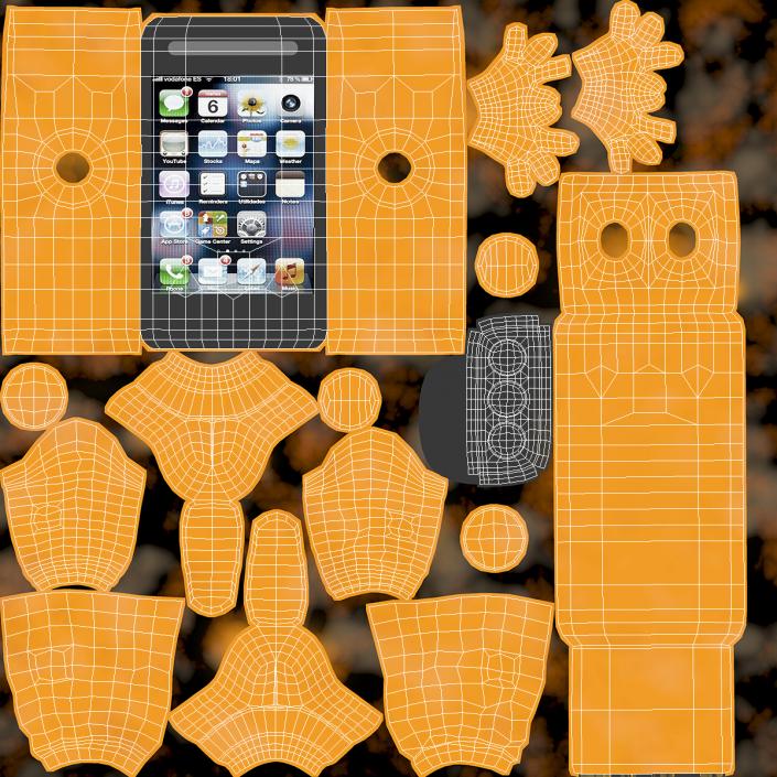 3D Mobile Phone Advertising Costume Orange A-pose