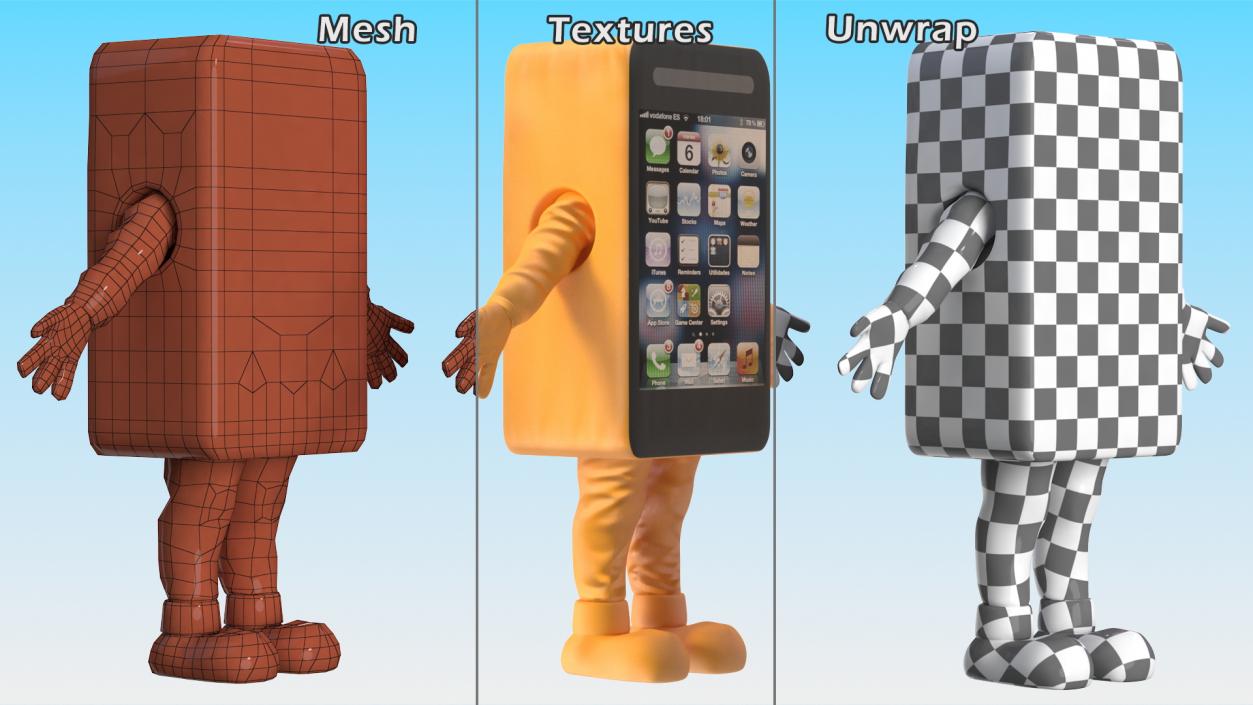 3D Mobile Phone Advertising Costume Orange A-pose