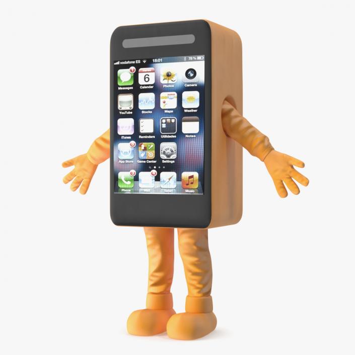 3D Mobile Phone Advertising Costume Orange A-pose