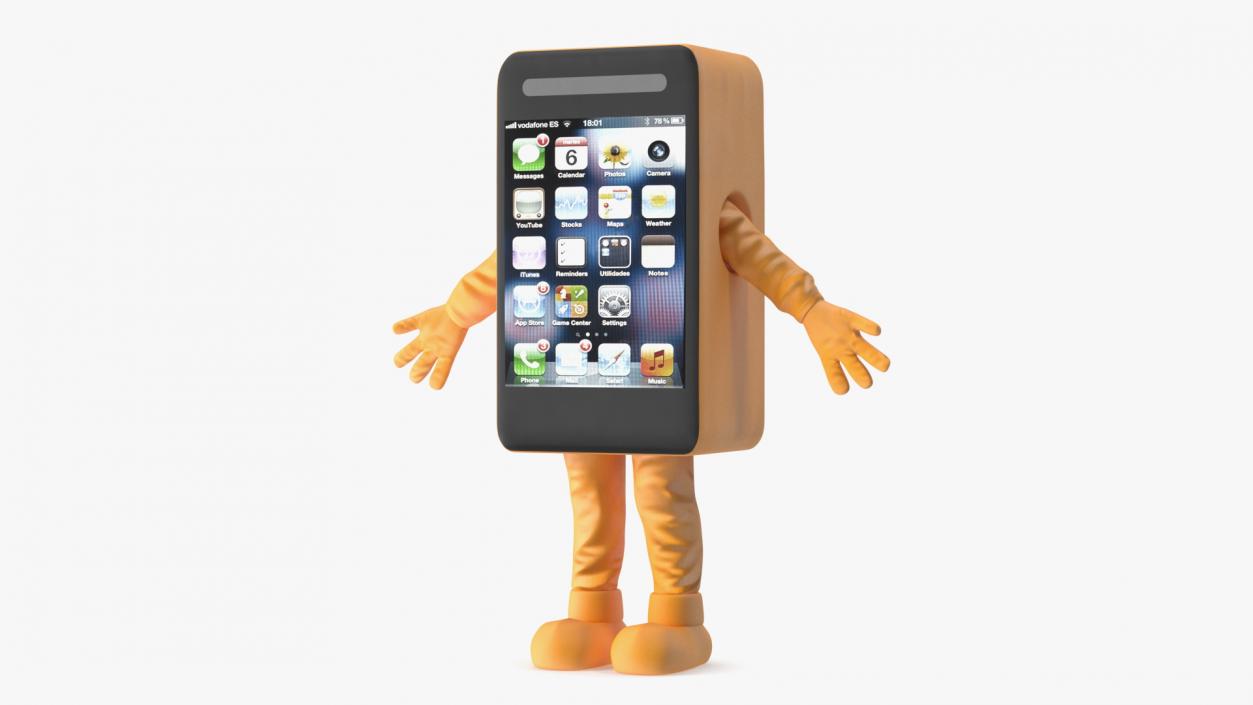 3D Mobile Phone Advertising Costume Orange A-pose