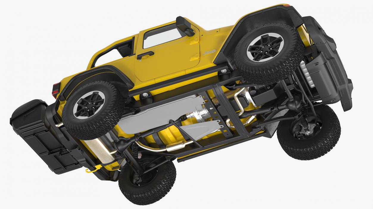 Jeep Wrangler with Thule Transporter Combi Rigged 3D model